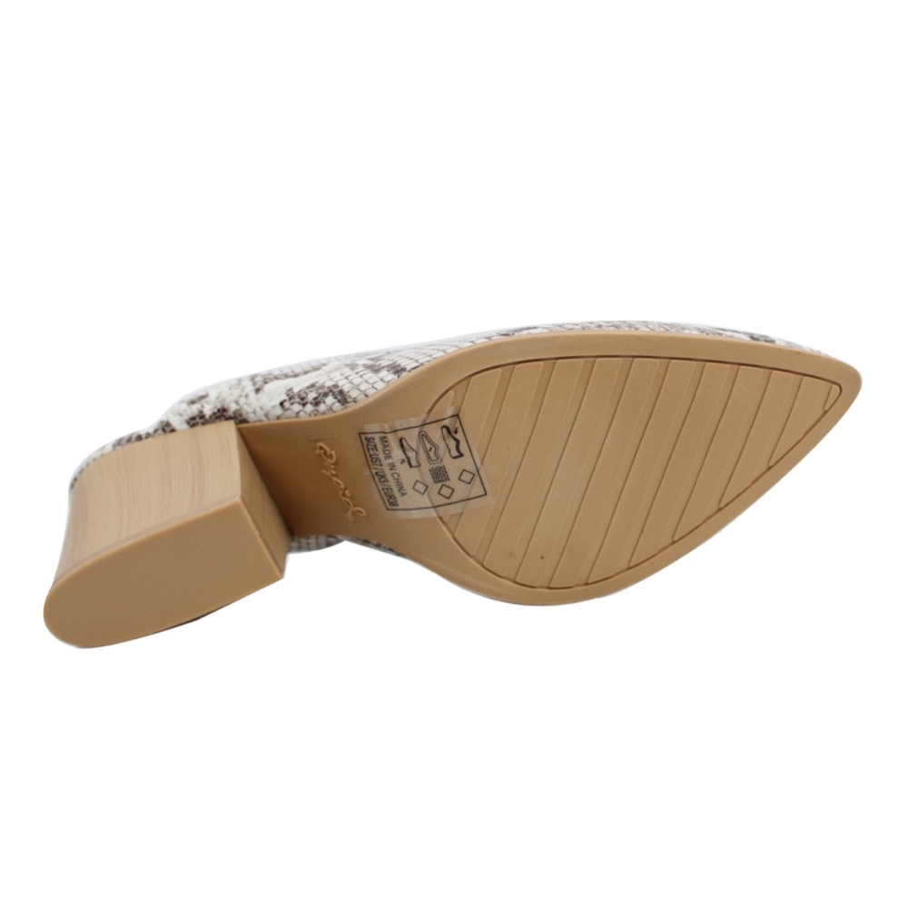 Snake Pointy Toe Stacked Block Heel Mule Sanda - image 5